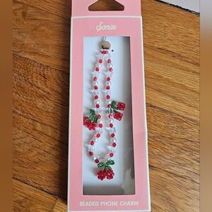 Sonix Beaded Phone Cherry Charm with Red and White Accents